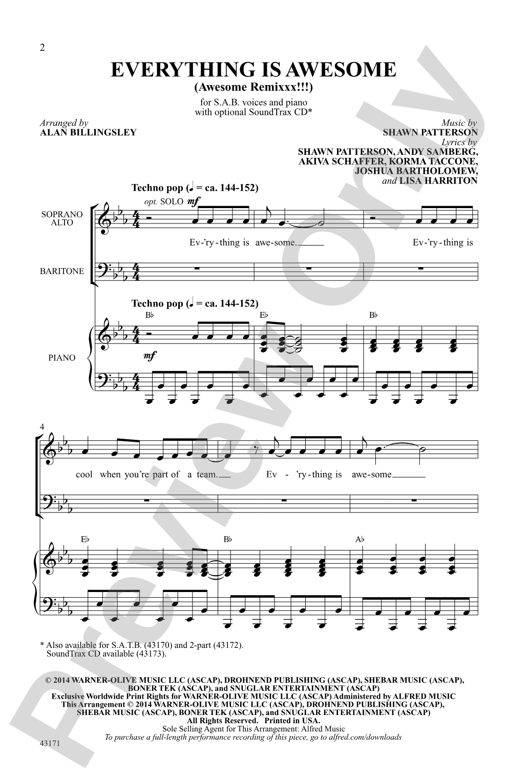 Everything is Awesome: SAB Choral Octavo