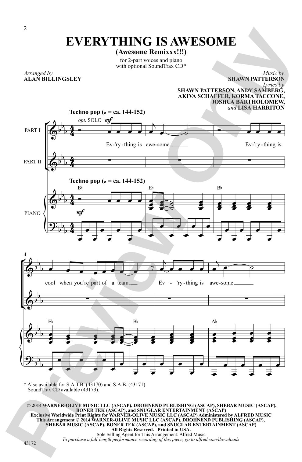 Everything is Awesome: 2-Part Choral Octavo