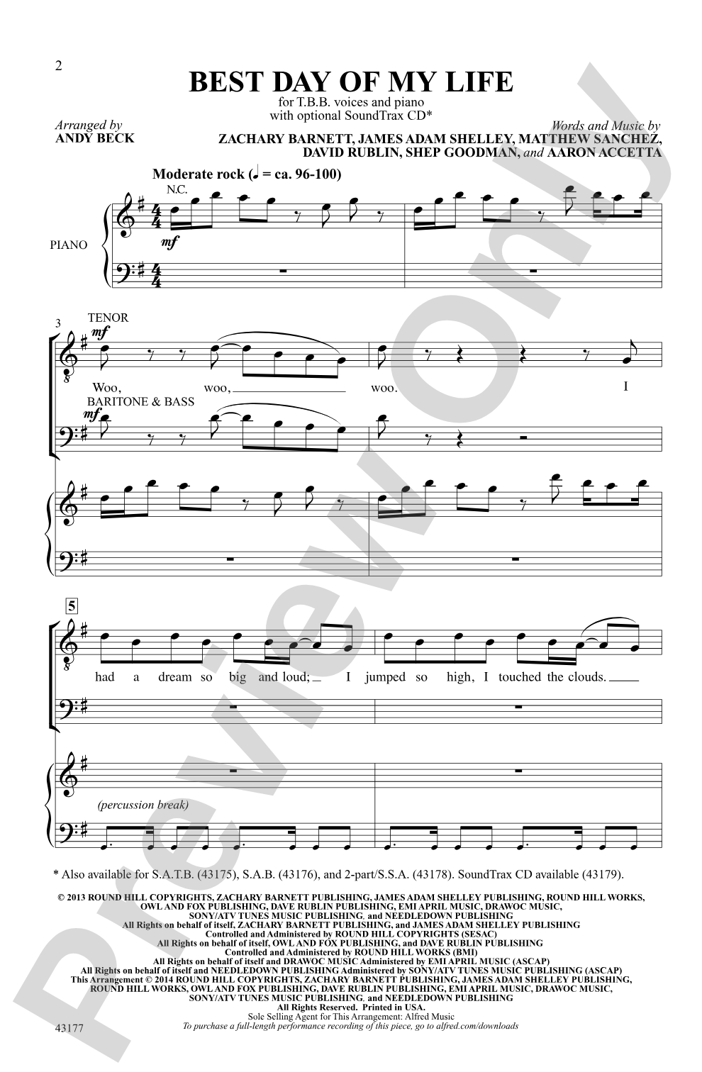 Best Day of My Life: TBB Choral Octavo