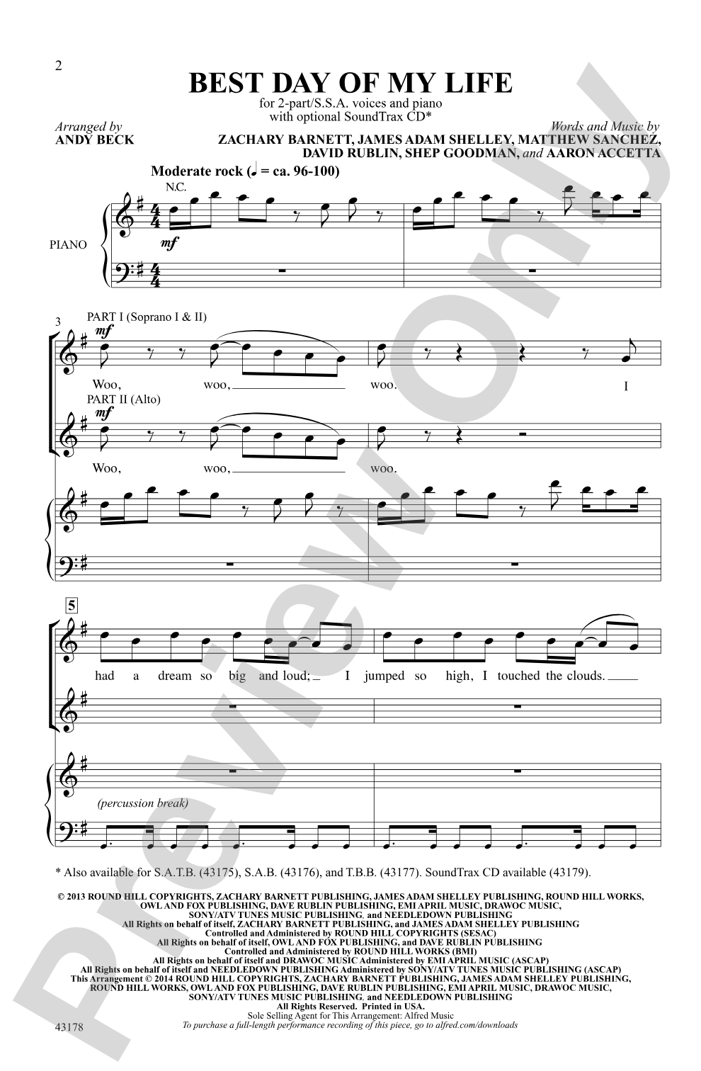 Best Day of My Life: 2-Part / SSA Choral Octavo