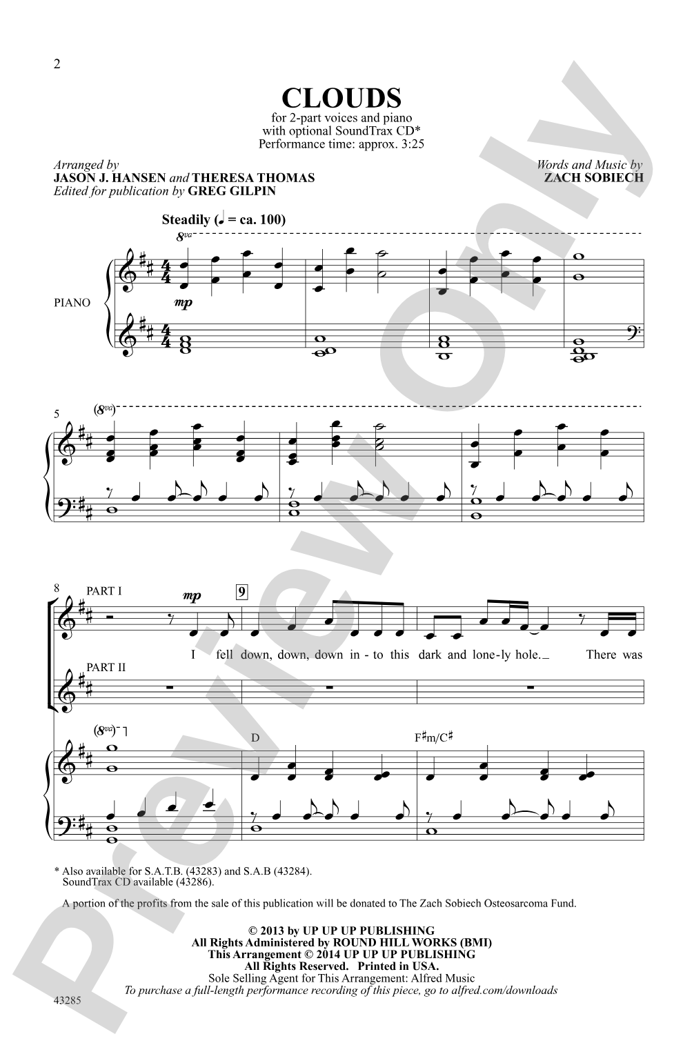 Clouds (2-Part): 2-Part Choral Octavo