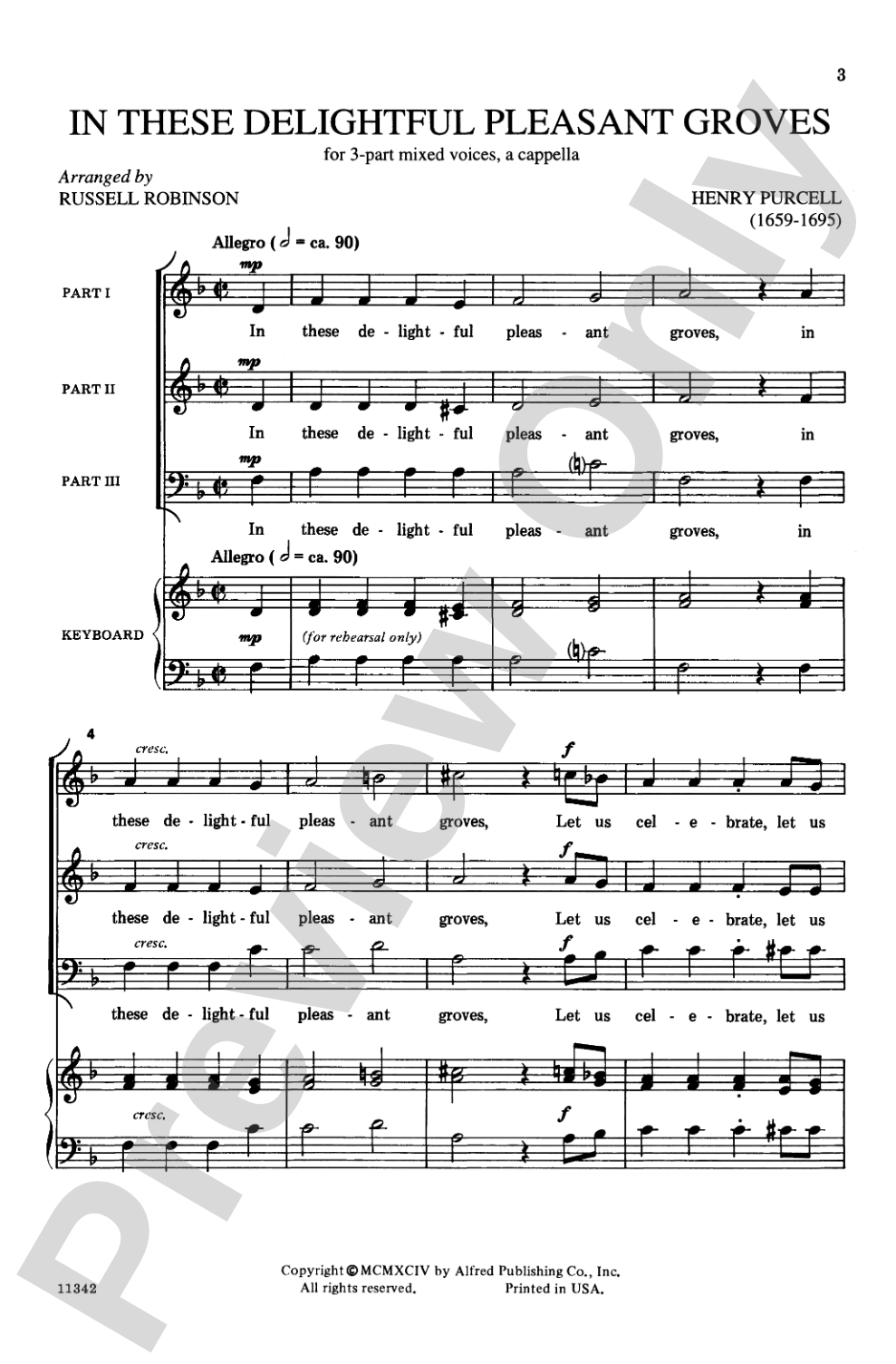 In These Delightful Pleasant Groves: 3-Part Mixed, <I>a cappella</I> Choral Octavo