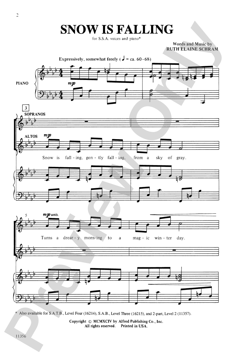 Snow Is Falling: SSA Choral Octavo