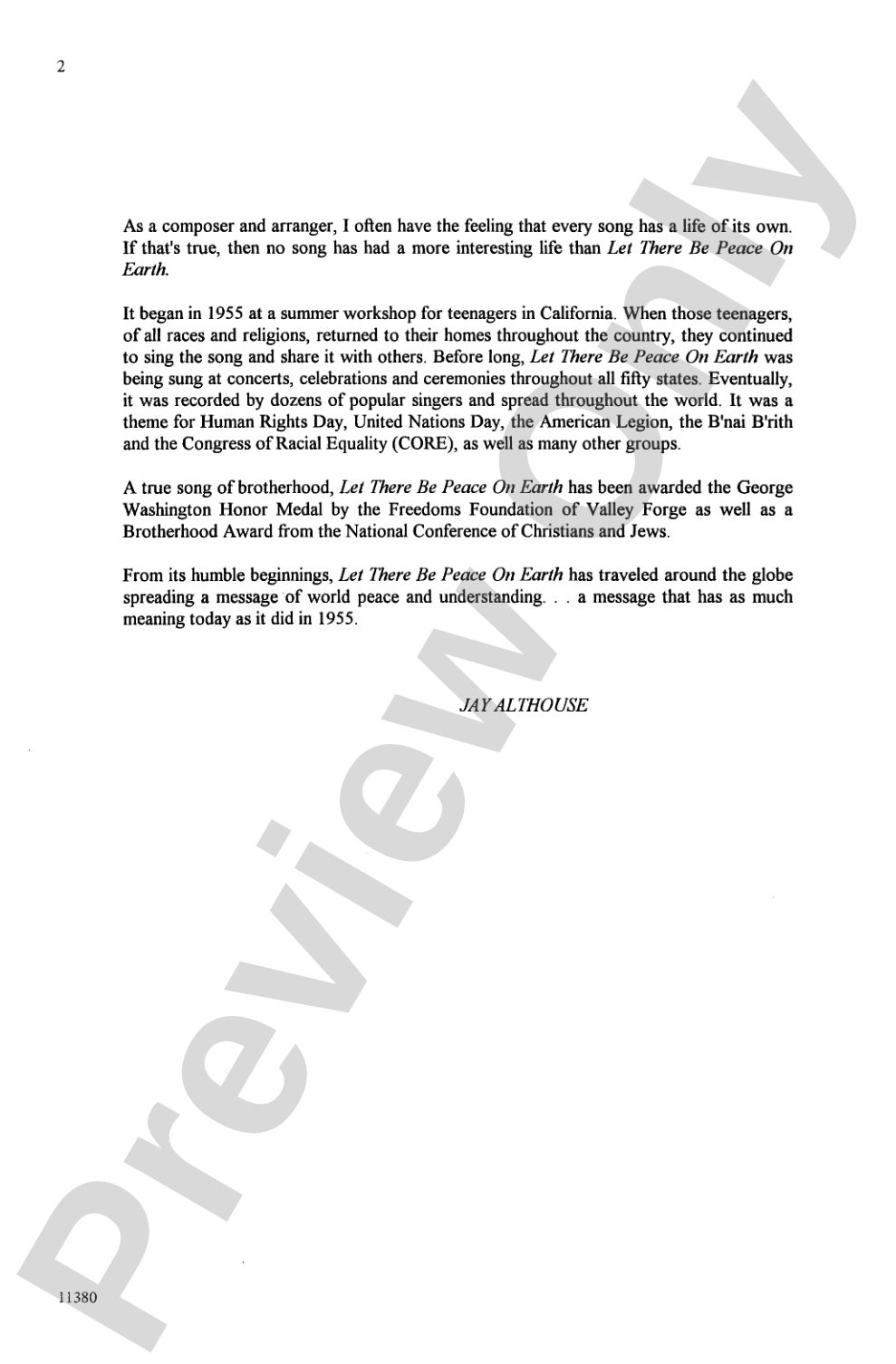 Let There Be Peace on Earth: SAB Choral Octavo