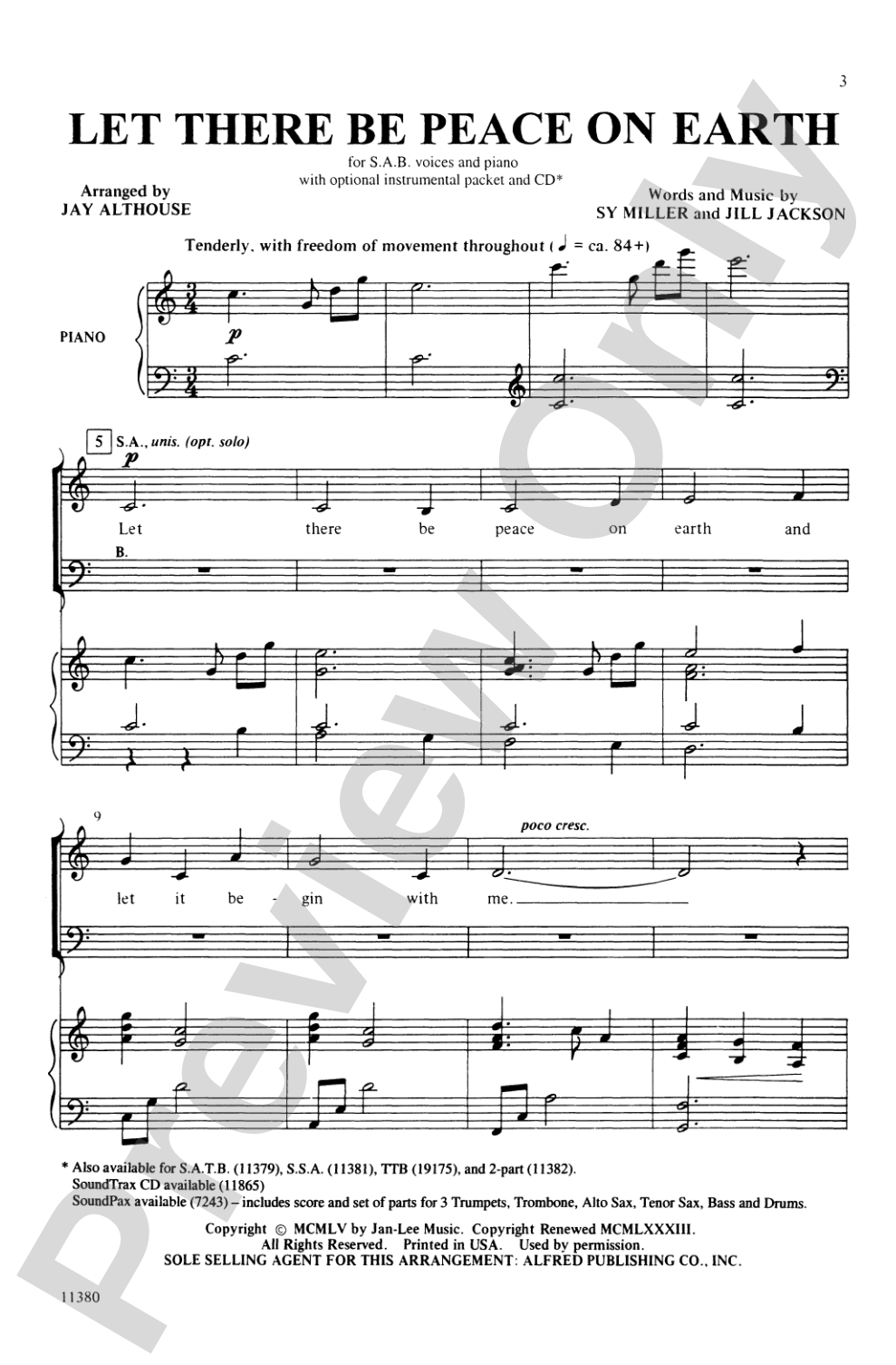 Let There Be Peace on Earth: SAB Choral Octavo