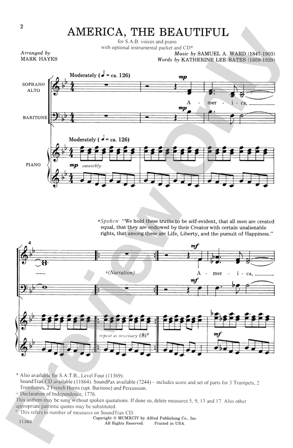 America, the Beautiful: SAB Choral Octavo