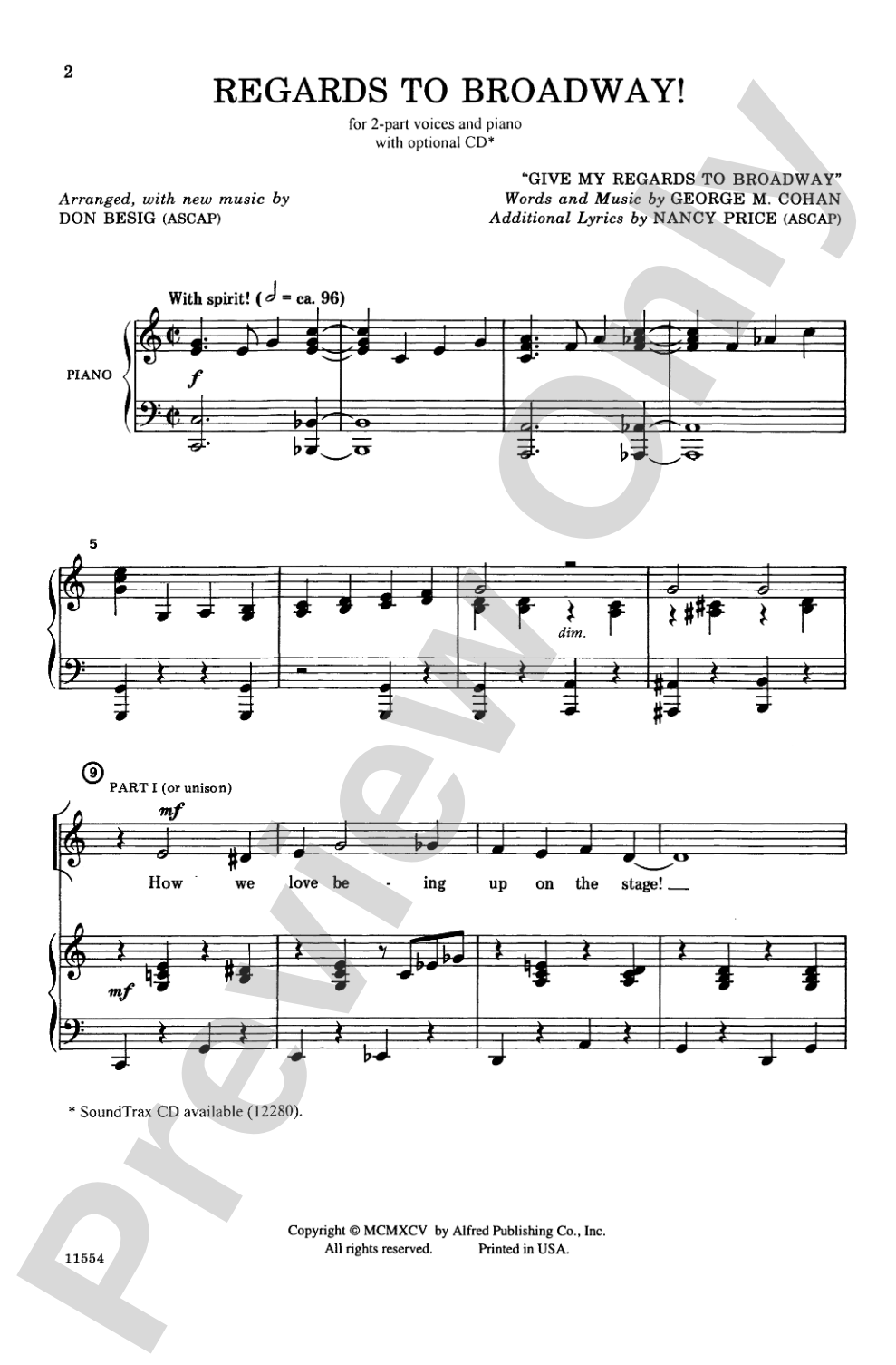 Regards to Broadway!: 2-Part Choral Octavo