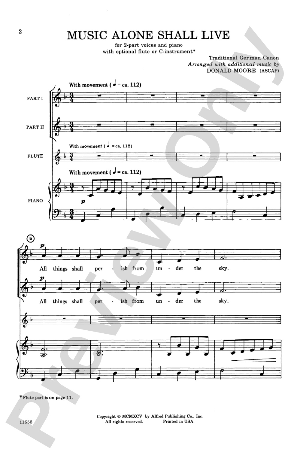 Music Alone Shall Live: 2-Part Choral Octavo