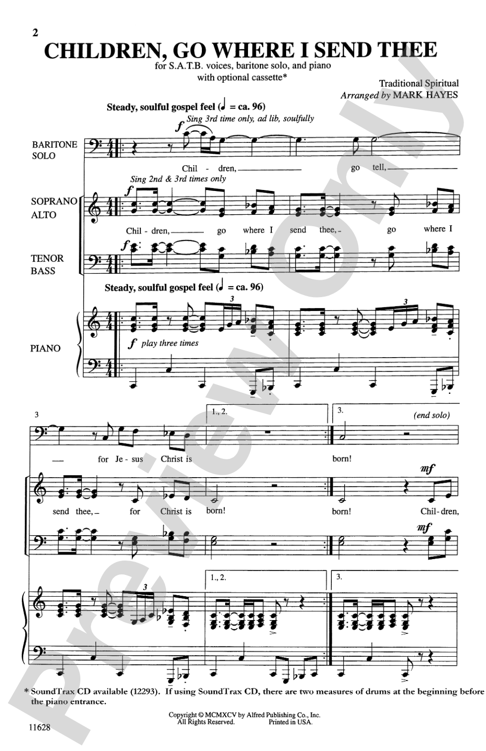 Children, Go Where I Send Thee: SATB (with Opt. Baritone Solo) Choral Octavo