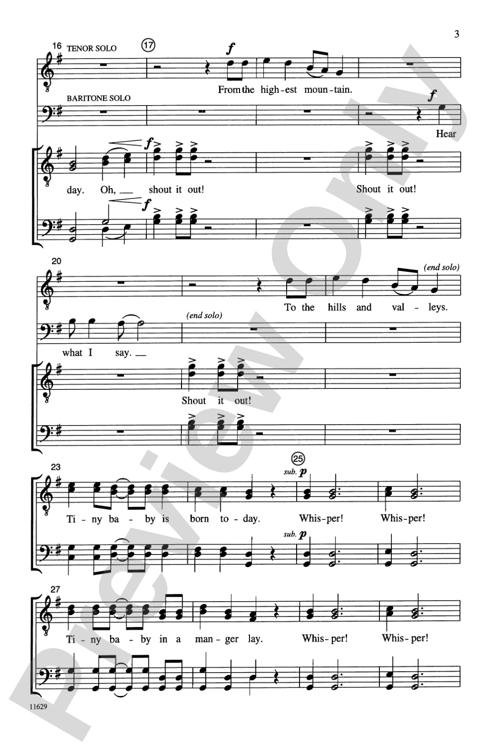 Whisper! Whisper! (Baby Born Today): TTBB, <I>a cappella</I> Choral Octavo