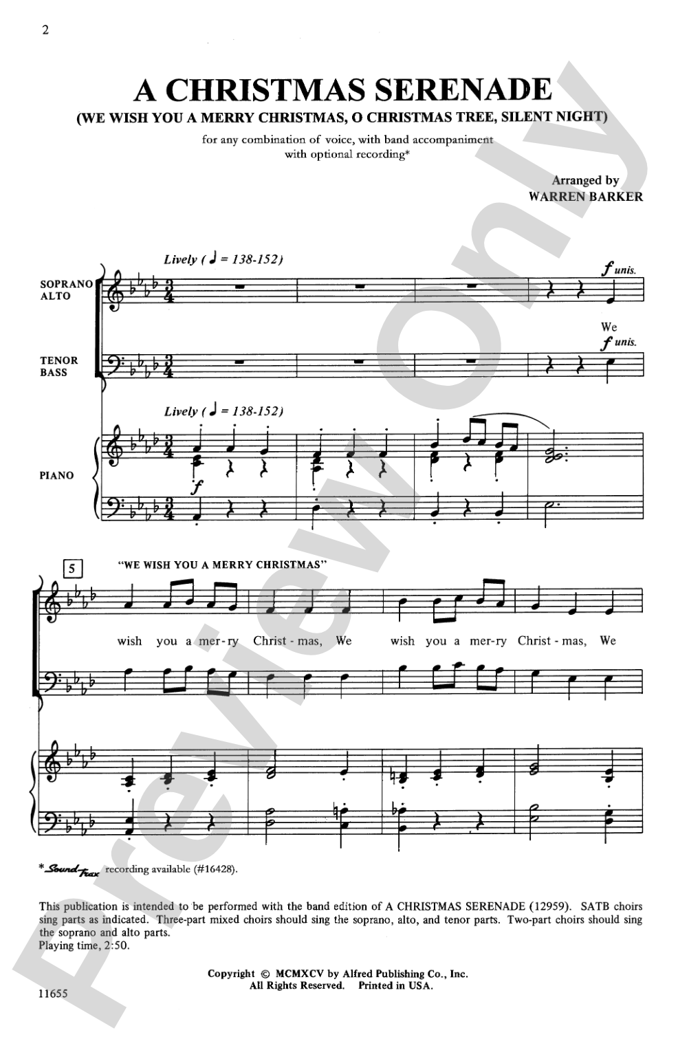 A Christmas Serenade: Unison/2-Part/SAB/SATB Choral Octavo