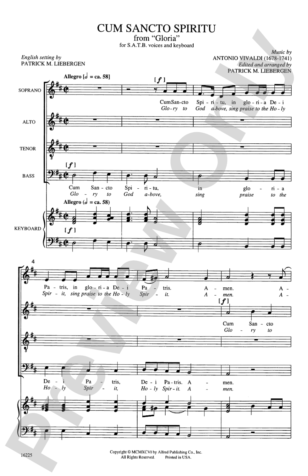 Cum Sancto Spiritu (from <i>Gloria</i>): SATB Choral Octavo