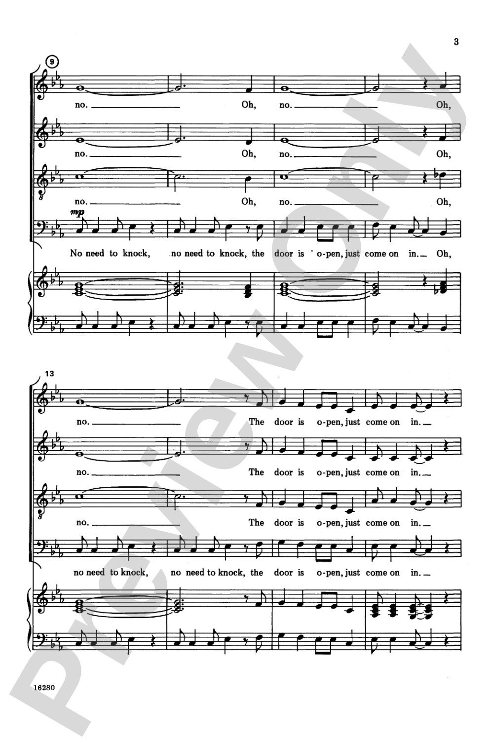 No Need to Knock!: SATB, <I>a cappella</I> Choral Octavo