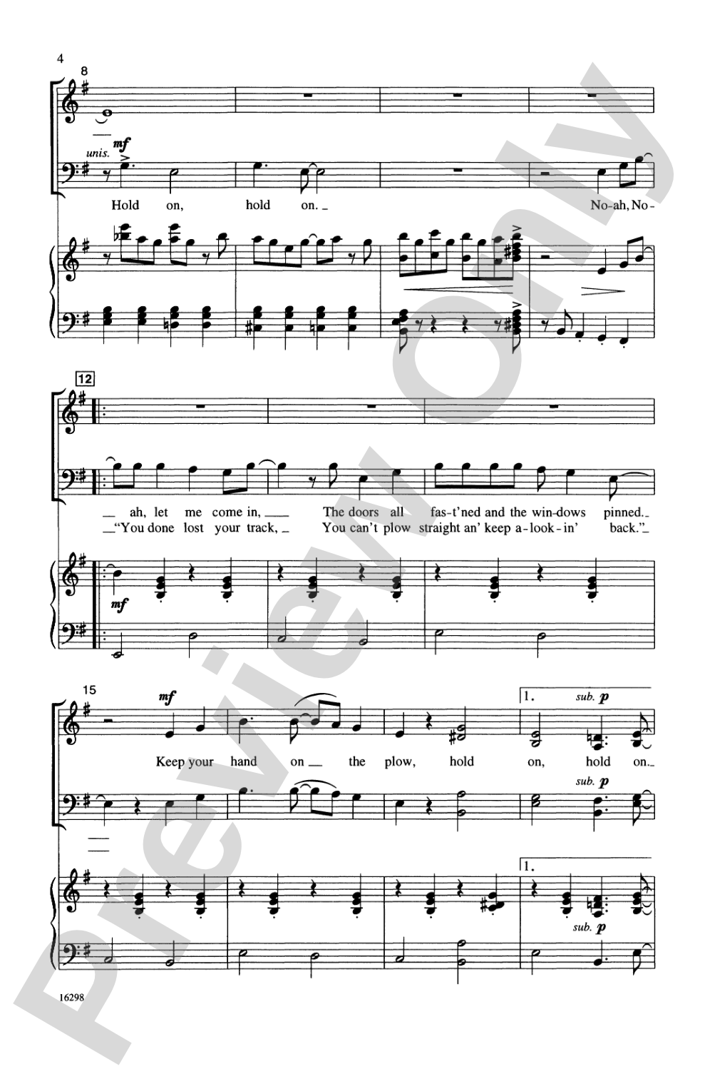 Hold On: SATB Choral Octavo