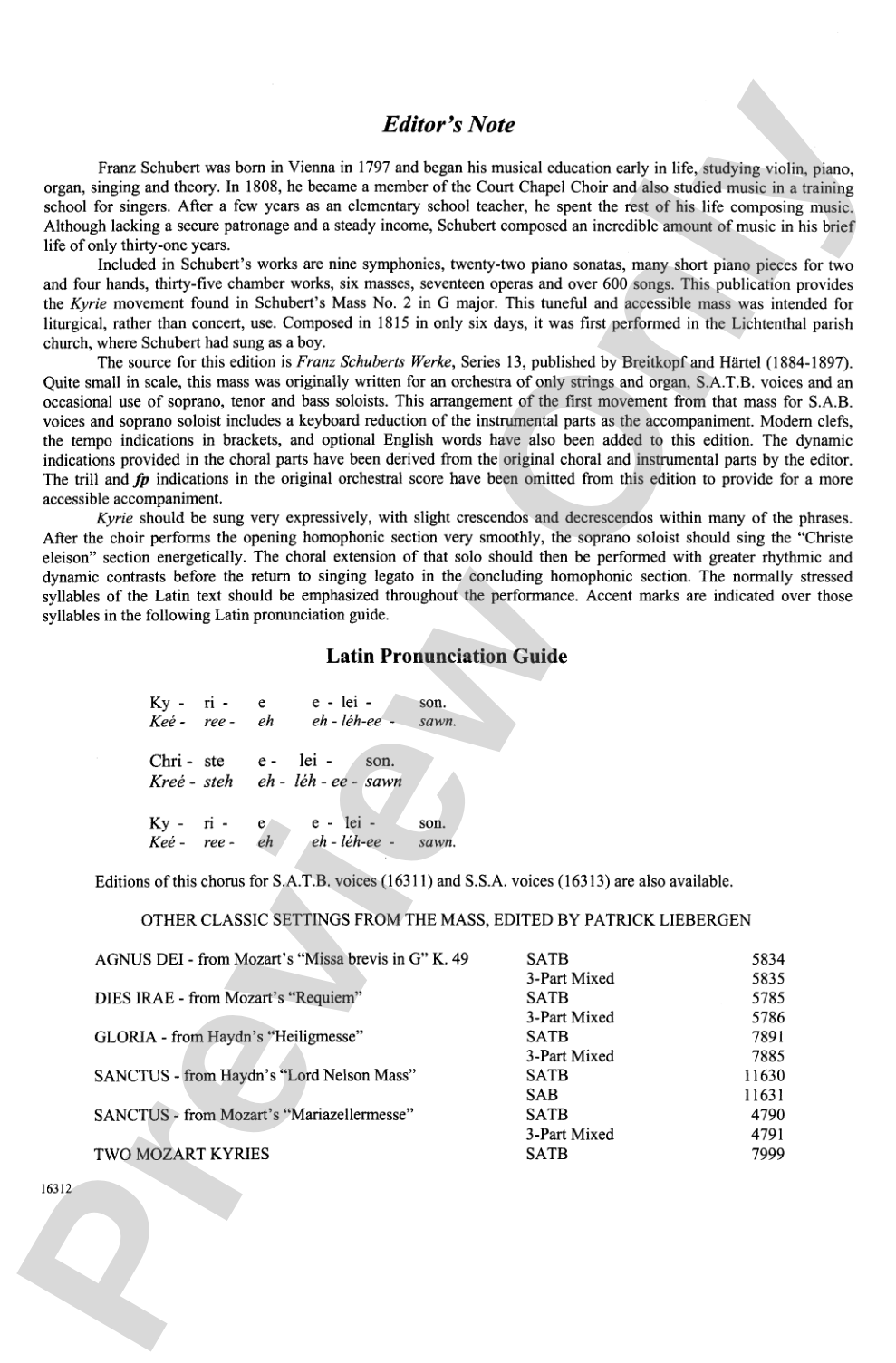 Kyrie (from <i>Mass in G</i>): SAB Choral Octavo