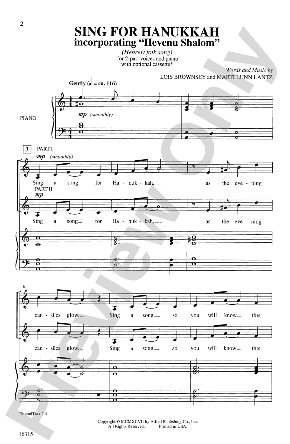 Sing for Hanukkah (Hevenu Shalom): 2-Part Choral Octavo