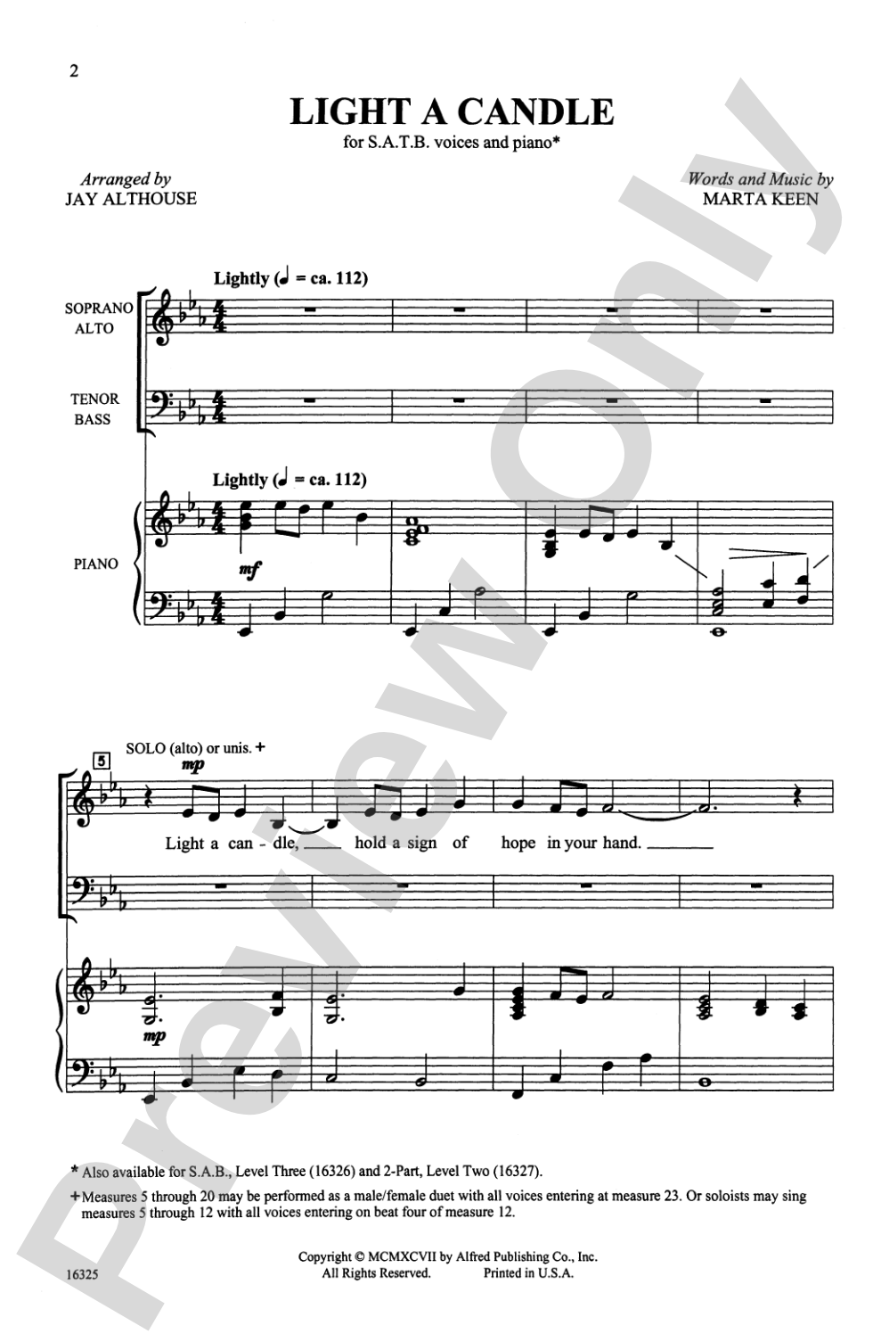 Light a Candle: SATB Choral Octavo