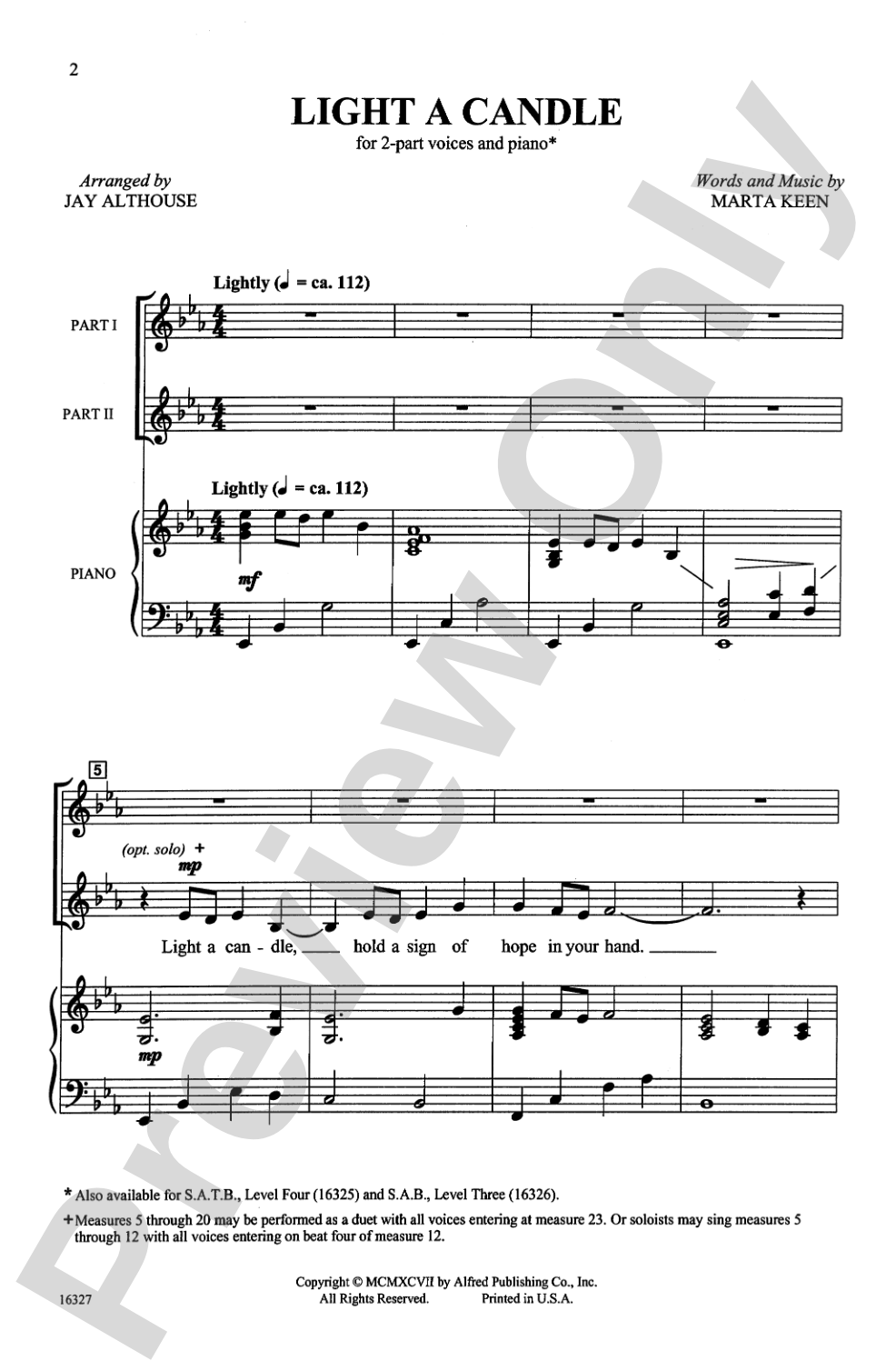 Light a Candle: 2-Part Choral Octavo