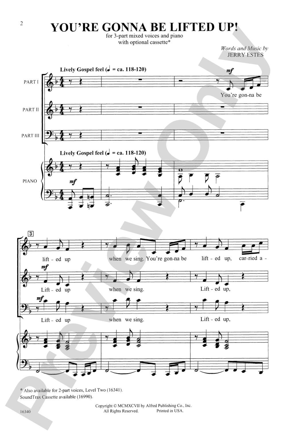 You're Gonna Be Lifted Up!: 3-Part Mixed, etc. Choral Octavo