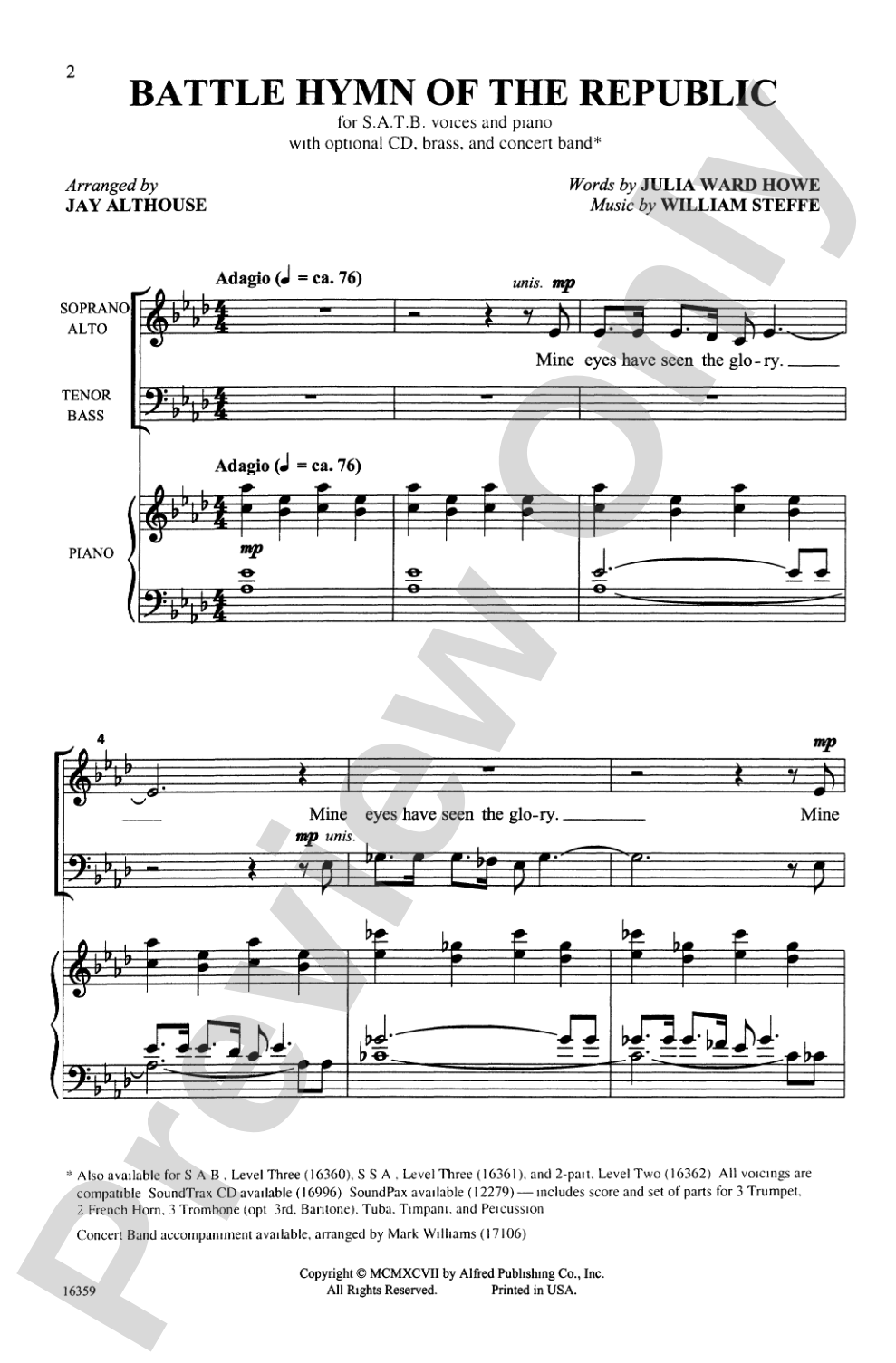Battle Hymn of the Republic: SATB Choral Octavo