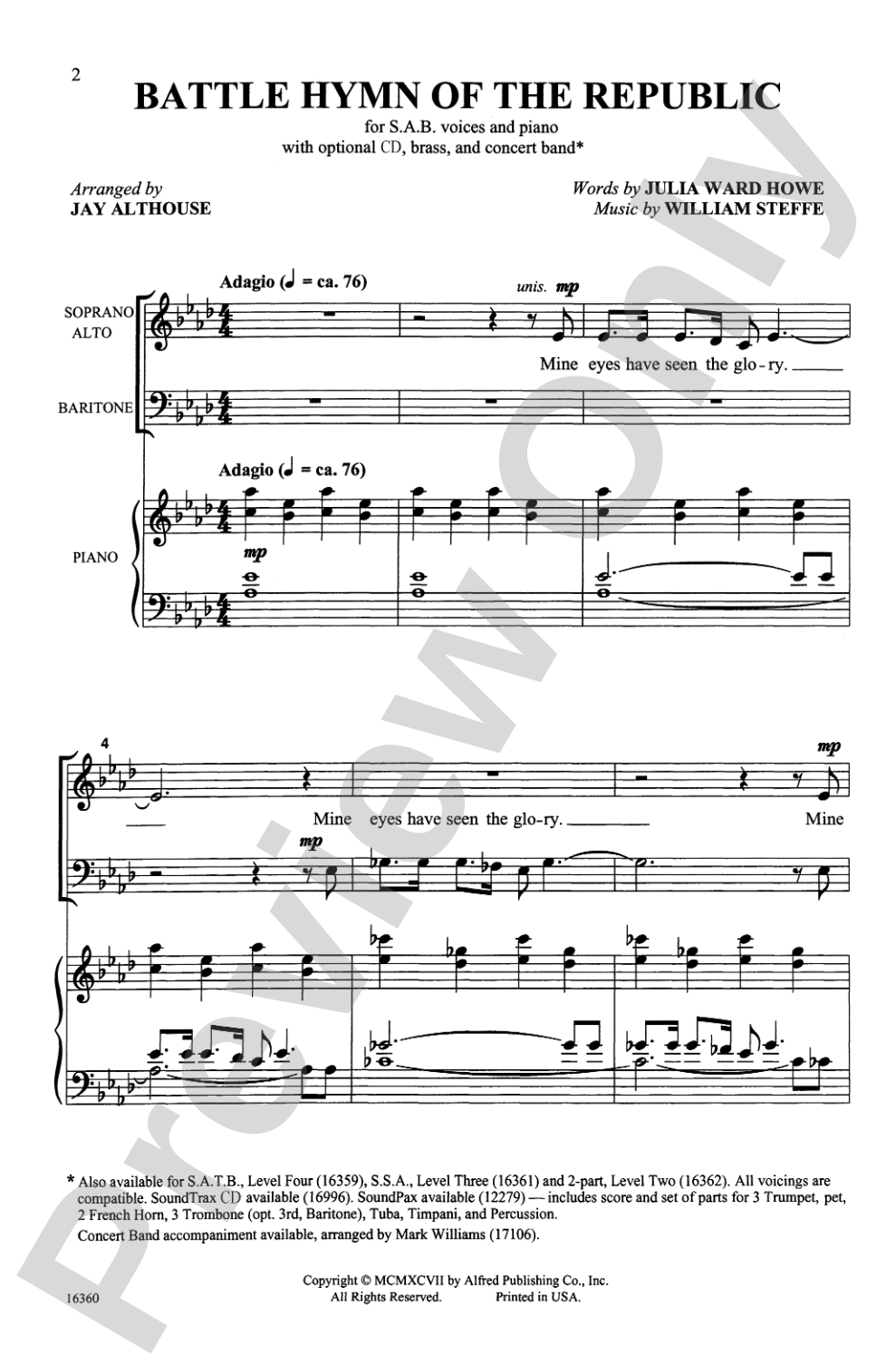 Battle Hymn of the Republic: SAB Choral Octavo