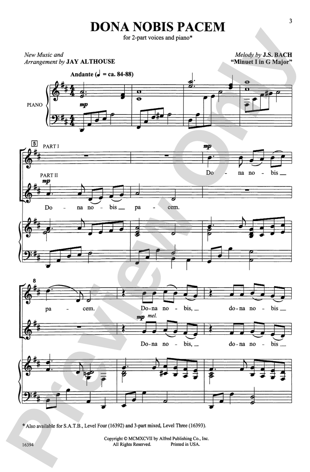 Dona Nobis Pacem: 2-Part Choral Octavo