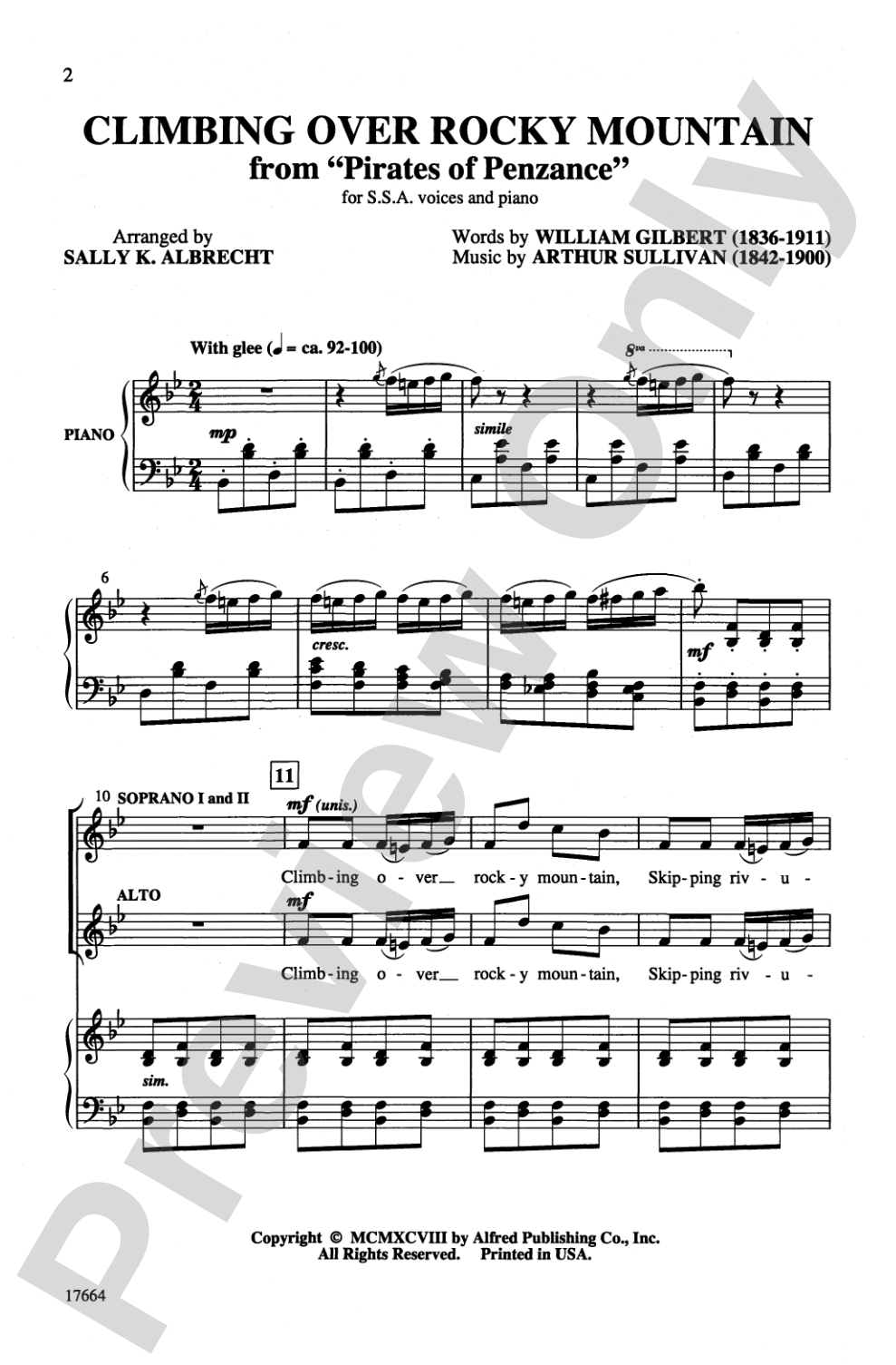 Climbing Over Rocky Mountain (from Gilbert & Sullivan's <i>Pirates of Penzance</i>): SSA Choral Octavo