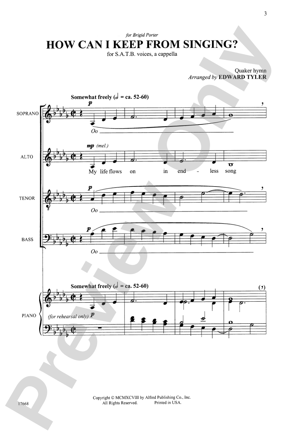 How Can I Keep from Singing? (Quaker Hymn): SATB, <I>a cappella</I> Choral Octavo