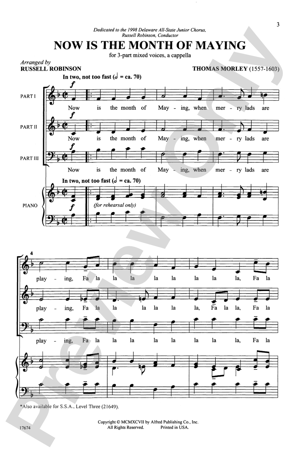 Now Is the Month of Maying: 3-Part Mixed, <I>a cappella</I> Choral Octavo