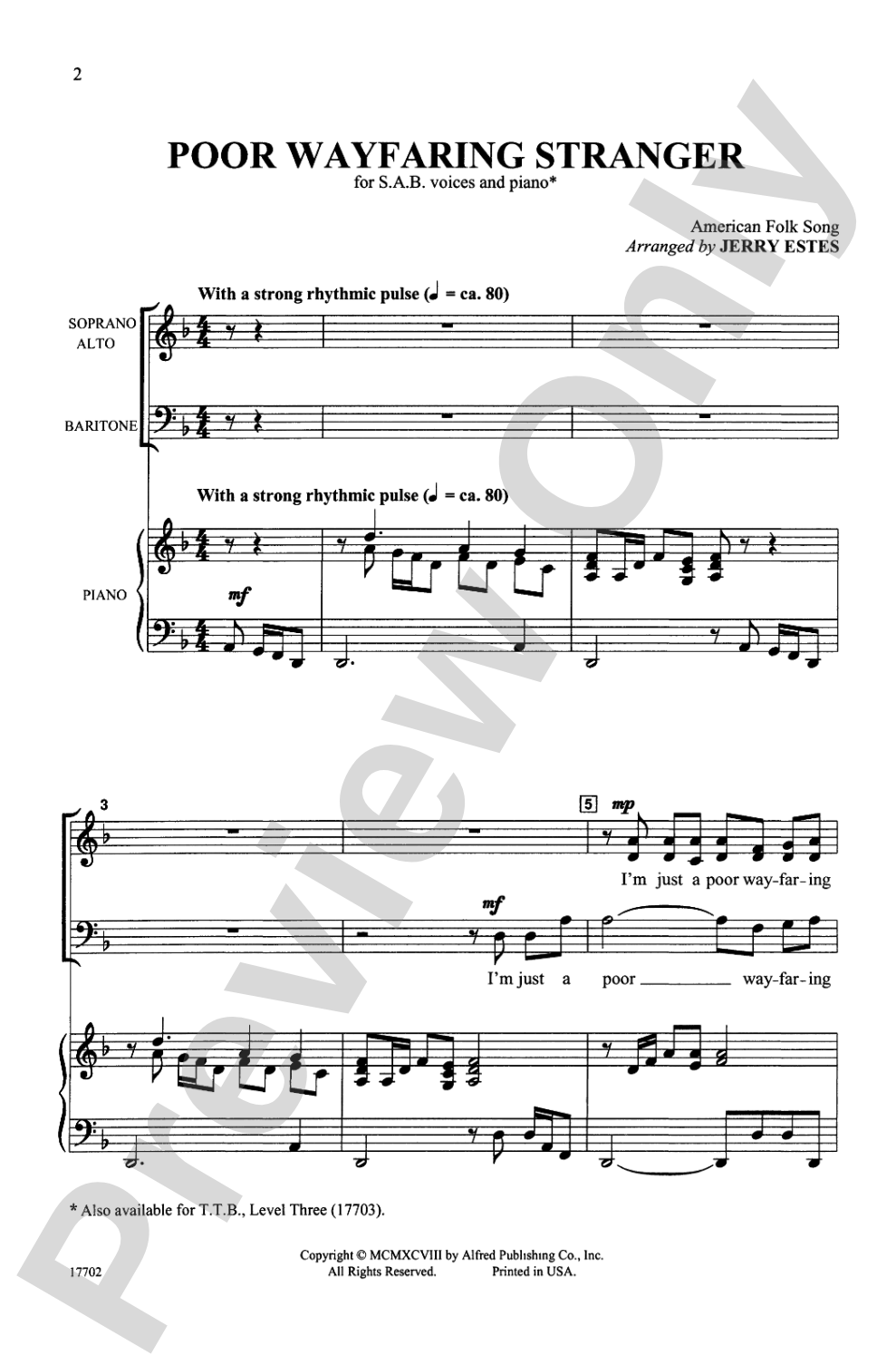 Poor Wayfaring Stranger: SAB Choral Octavo