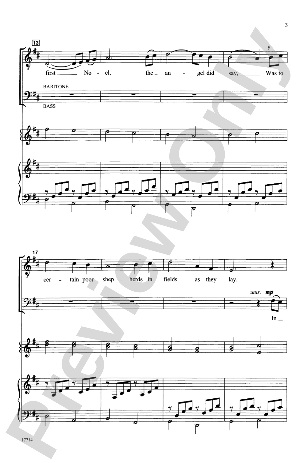 The First Noel / Pachelbel's Canon: TBB Choral Octavo