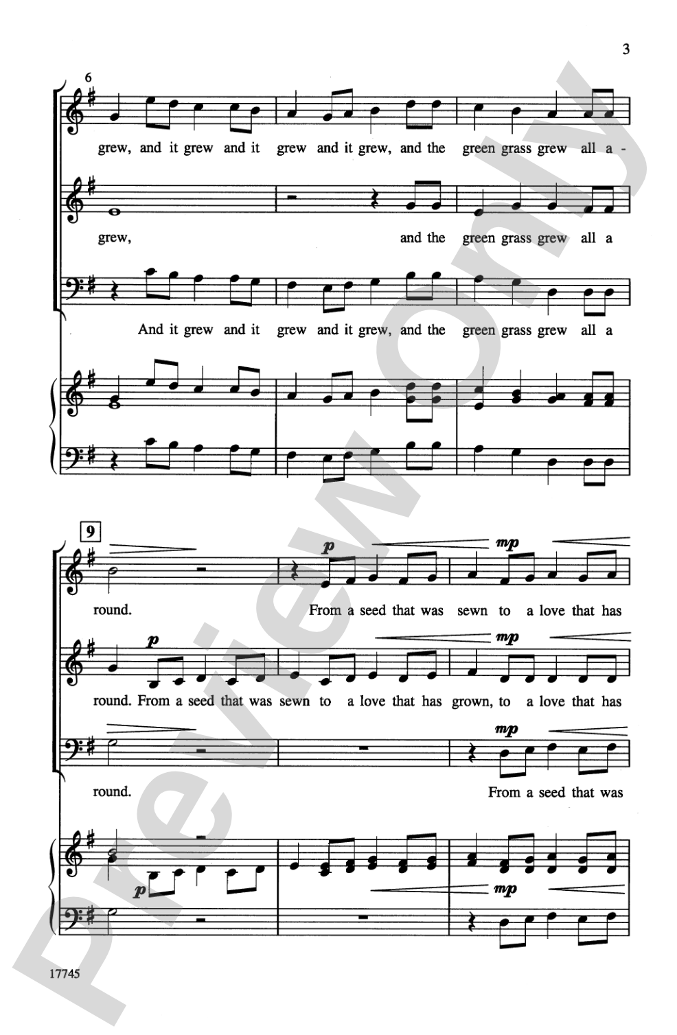 And the Green Grass Grew: SAB, <I>a cappella</I> Choral Octavo