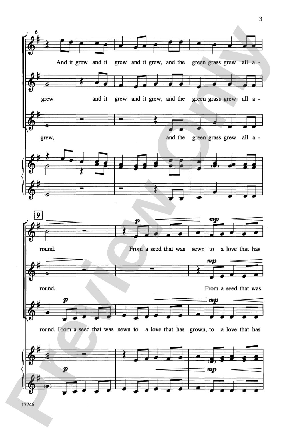 And the Green Grass Grew: SSA, <I>a cappella</I> Choral Octavo