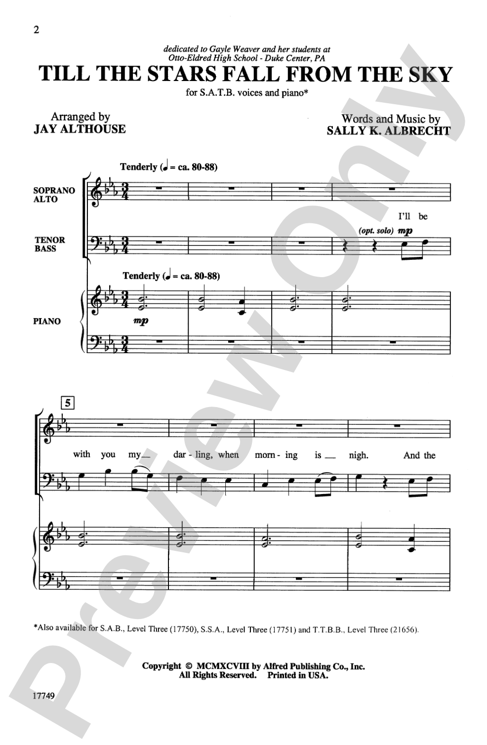 Till the Stars Fall from the Sky: SATB Choral Octavo