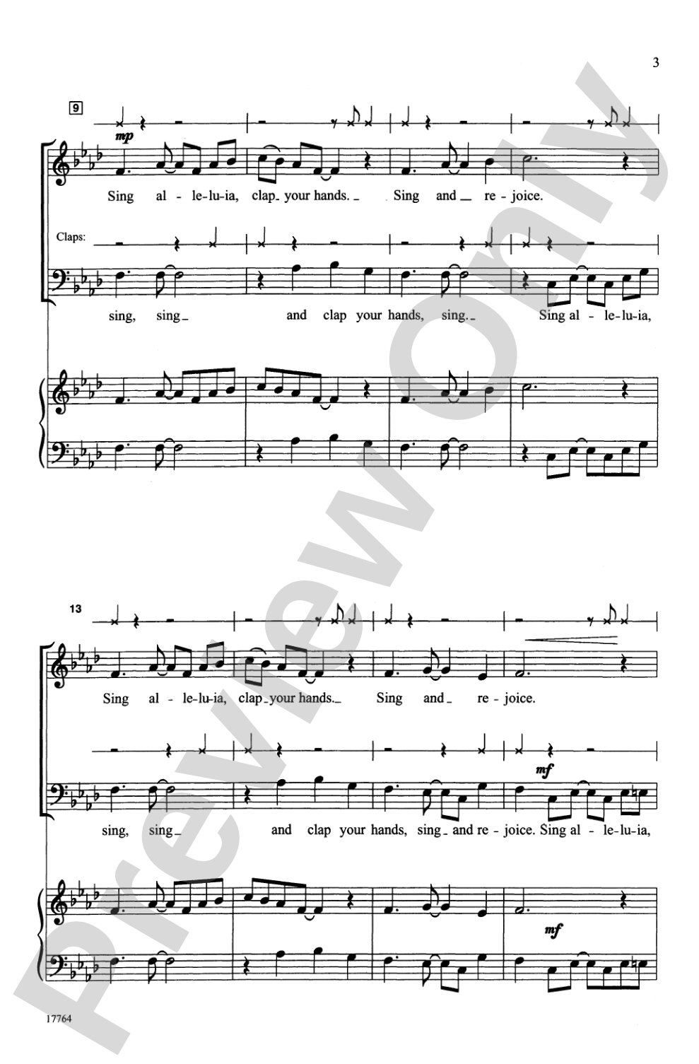 Sing Alleluia, Clap Your Hands: SSAB, <I>a cappella</I> Choral Octavo