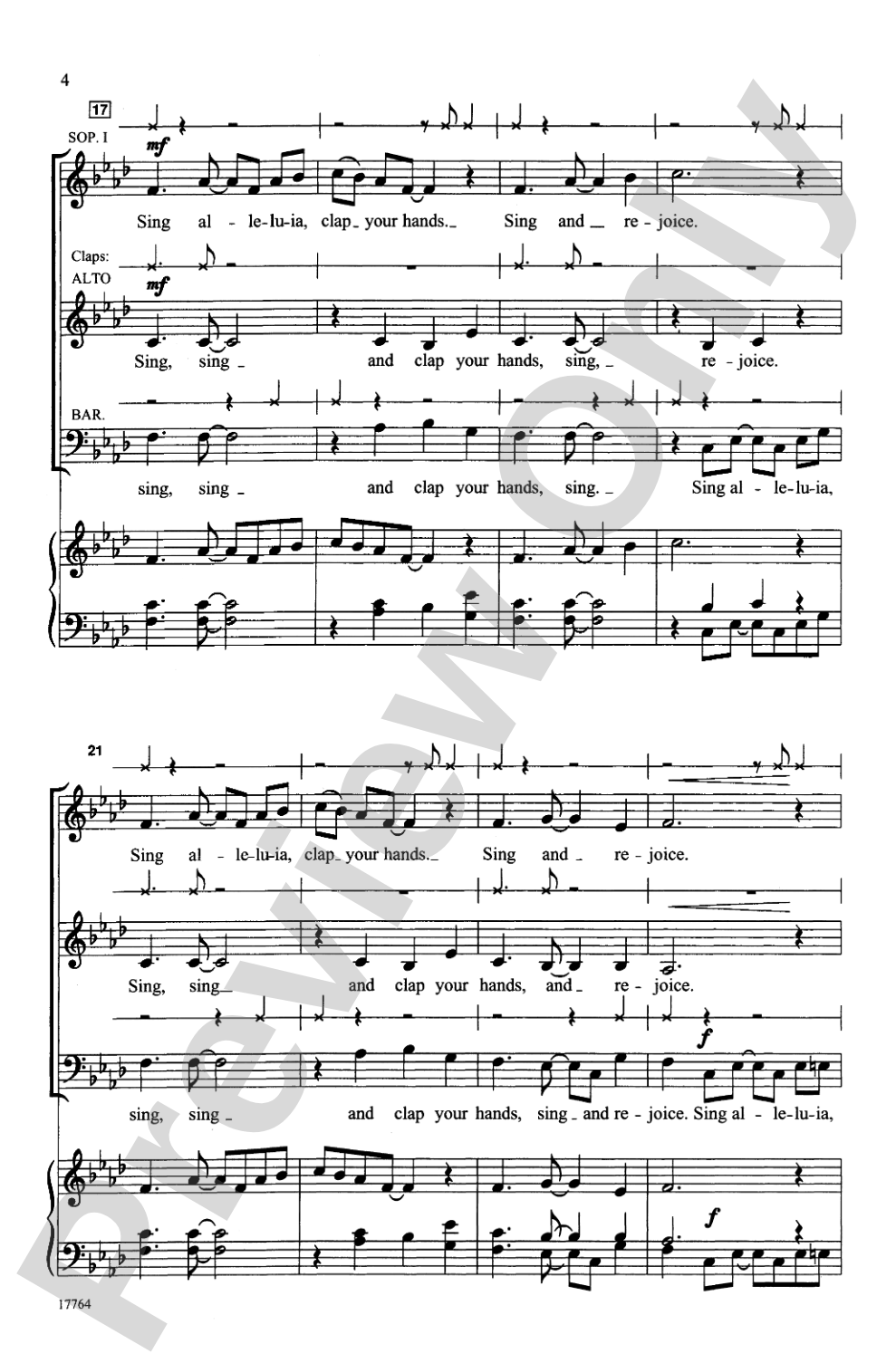 Sing Alleluia, Clap Your Hands: SSAB, <I>a cappella</I> Choral Octavo