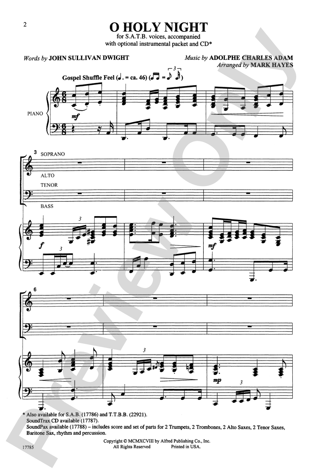 O Holy Night: SATB Choral Octavo