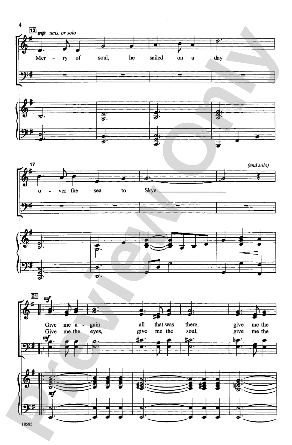 Skye Boat Song: SATB Choral Octavo