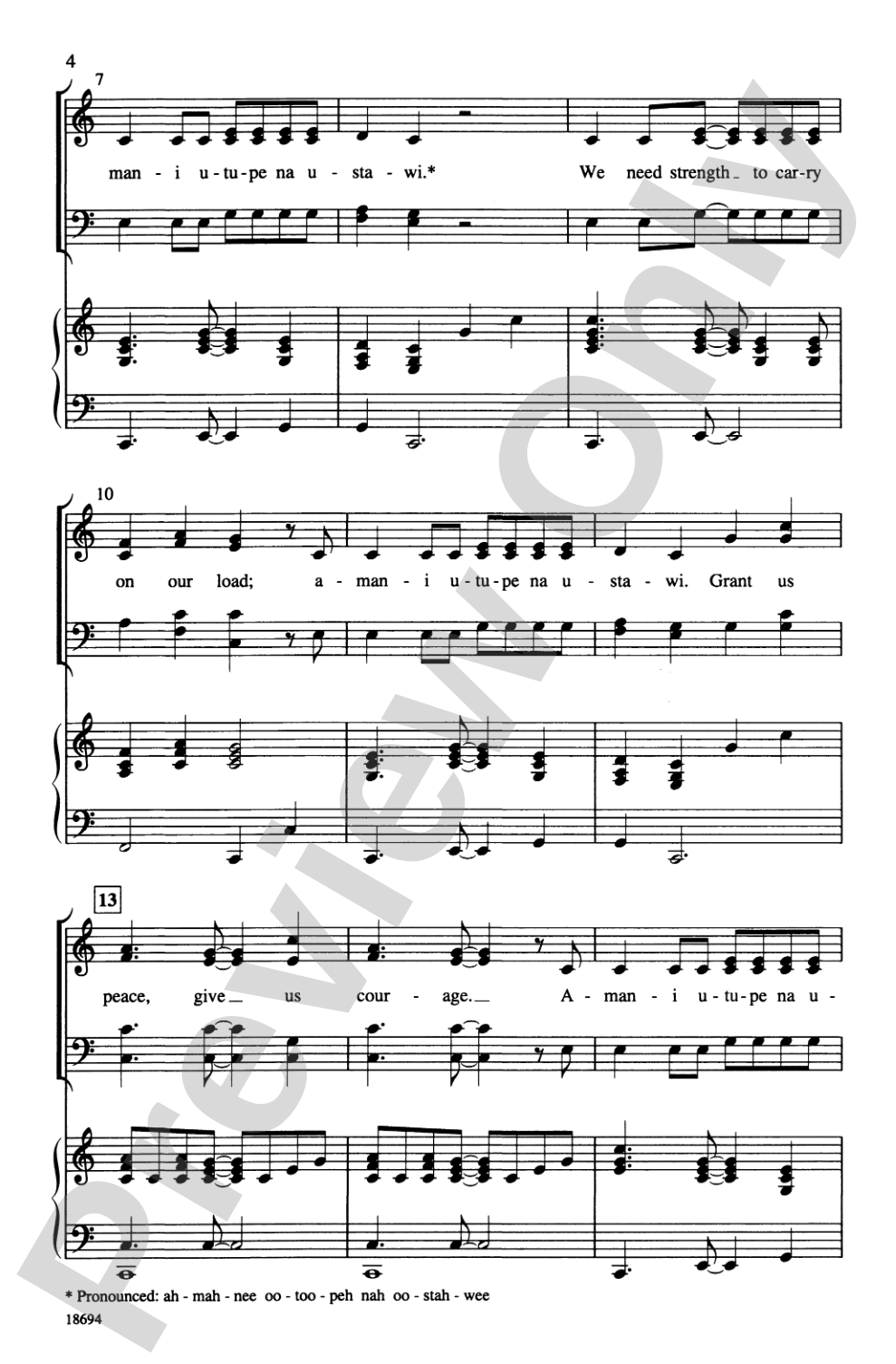 Amani Utupe (Swahili-Grant Us Peace, Give Us Courage): SATB Choral Octavo