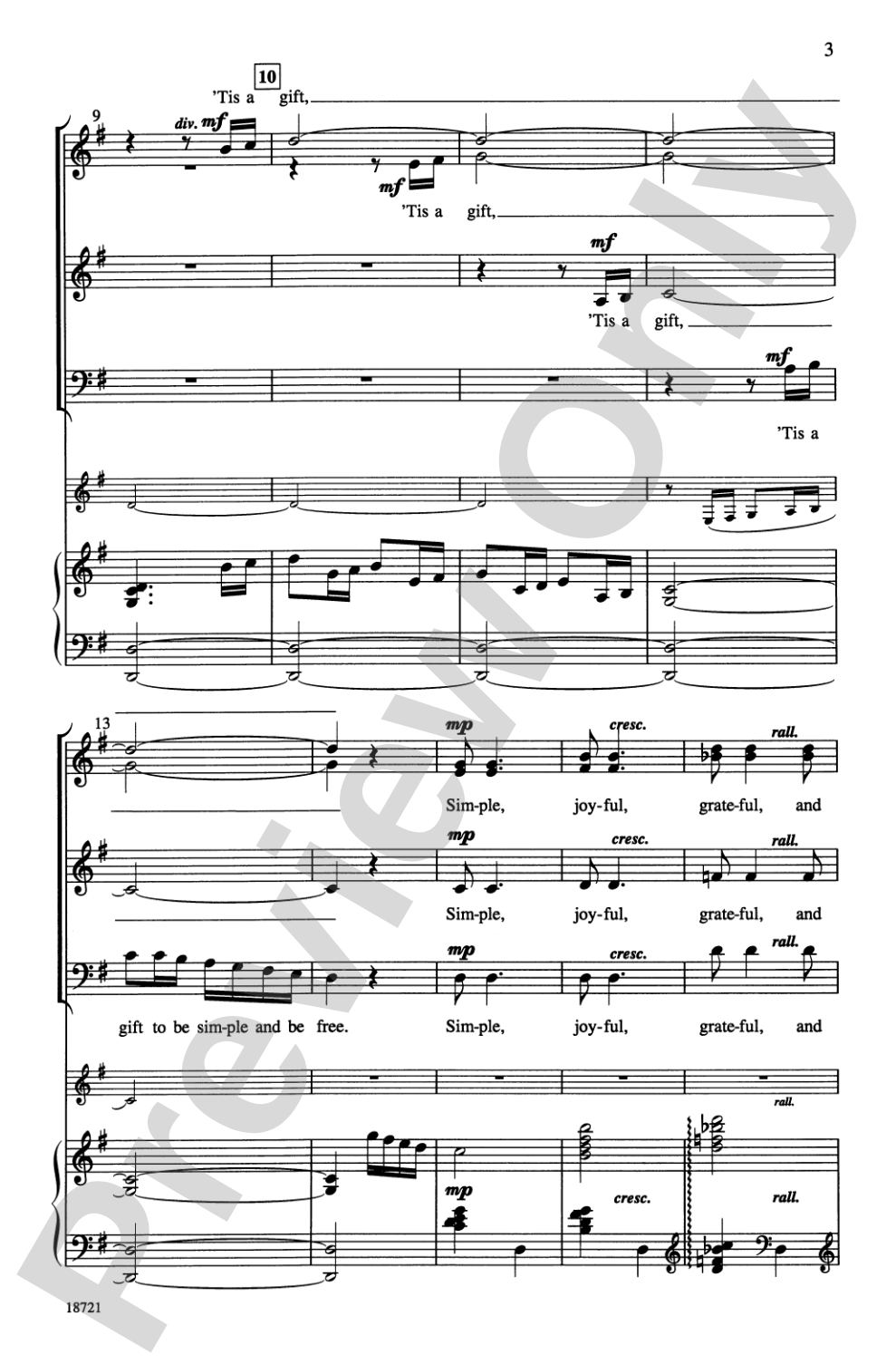 Simple Gifts: SSAB Choral Octavo