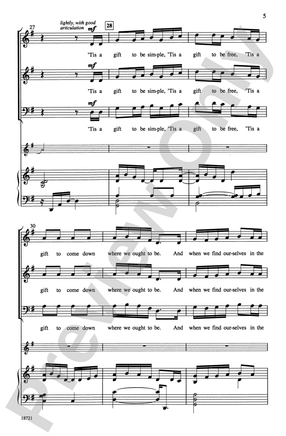 Simple Gifts: SSAB Choral Octavo