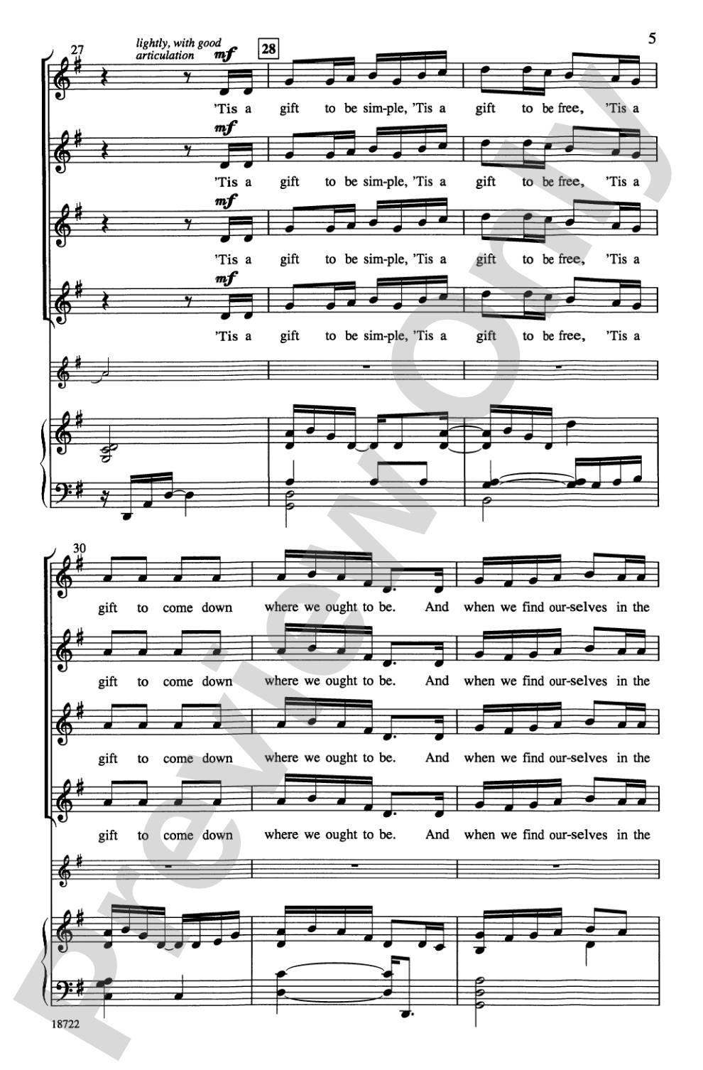 Simple Gifts: SSAA Choral Octavo