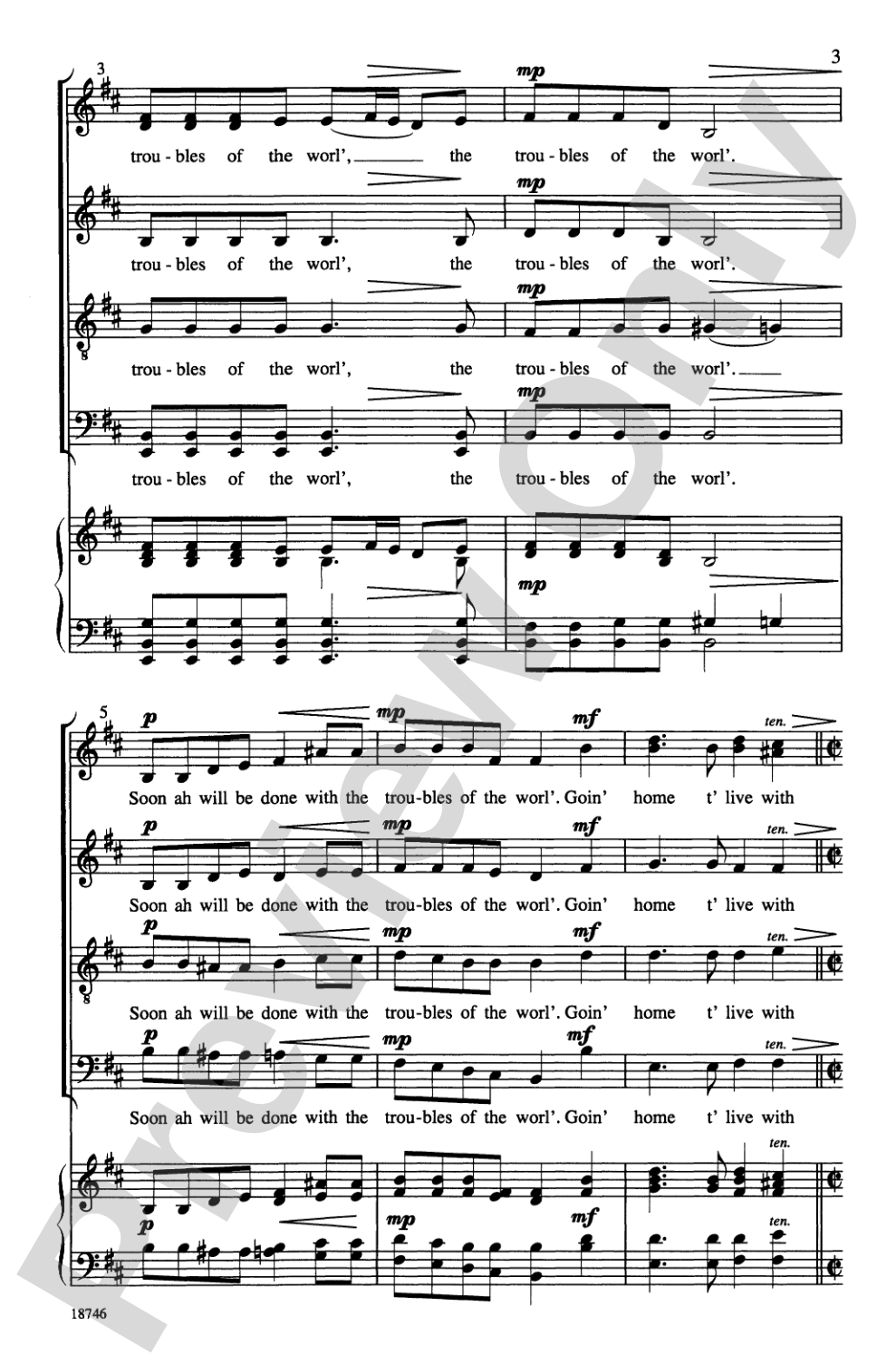 Soon I Will Be Done: SSATB, <I>a cappella</I> Choral Octavo