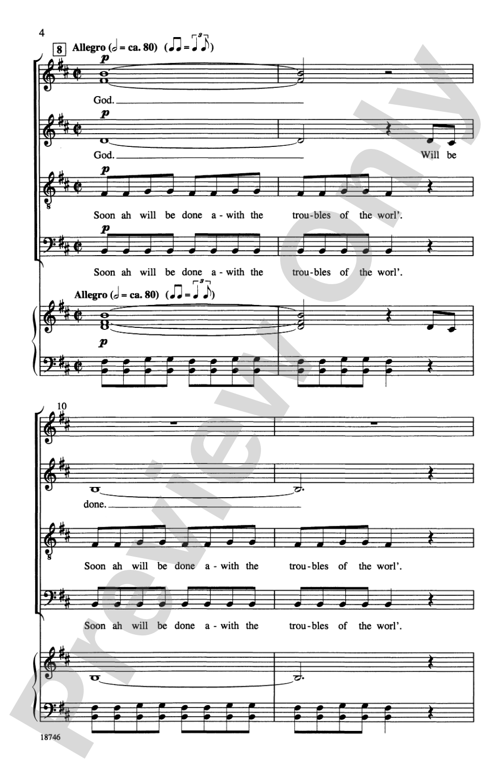 Soon I Will Be Done: SSATB, <I>a cappella</I> Choral Octavo