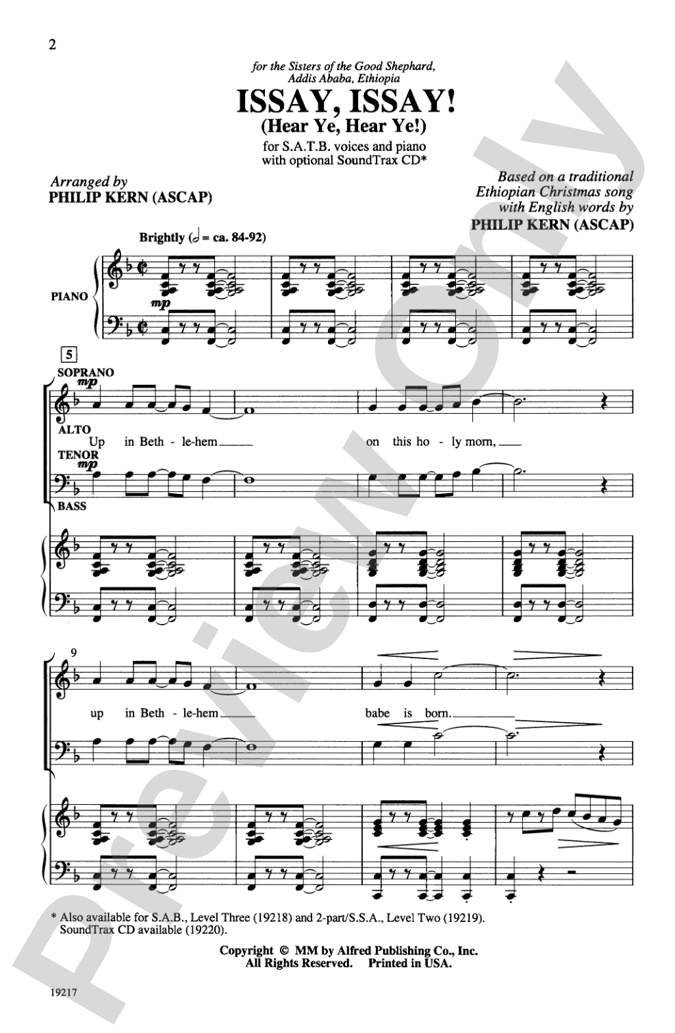 Issay, Issay! (Hear Ye, Hear Ye!): SATB Choral Octavo