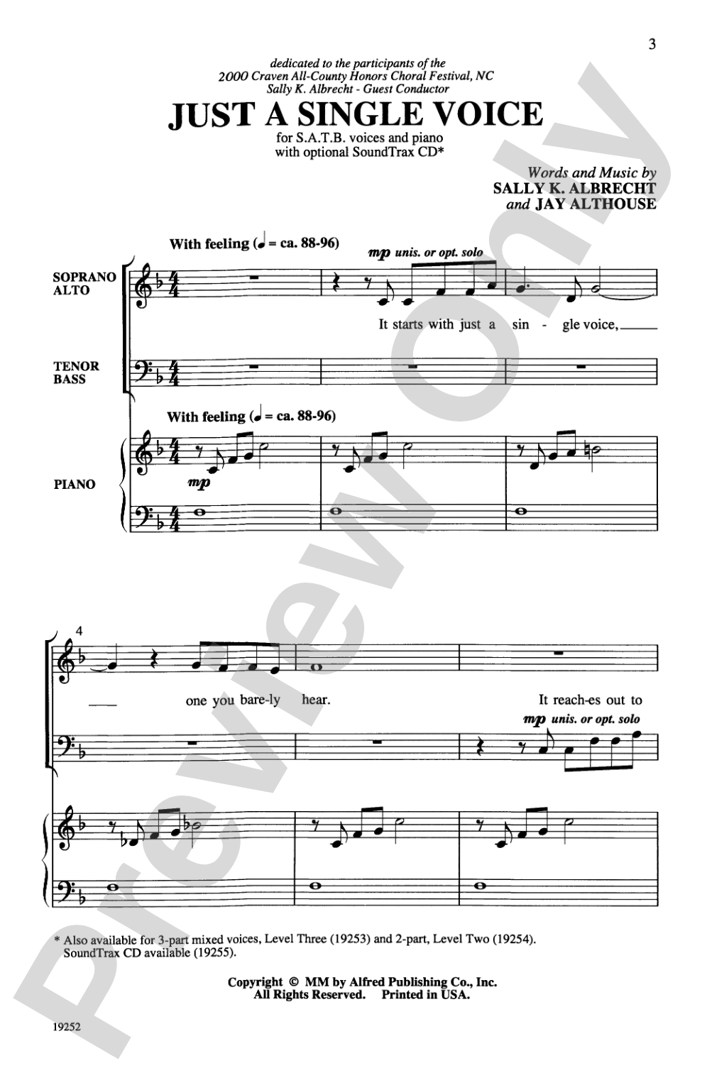 Just a Single Voice: SATB Choral Octavo