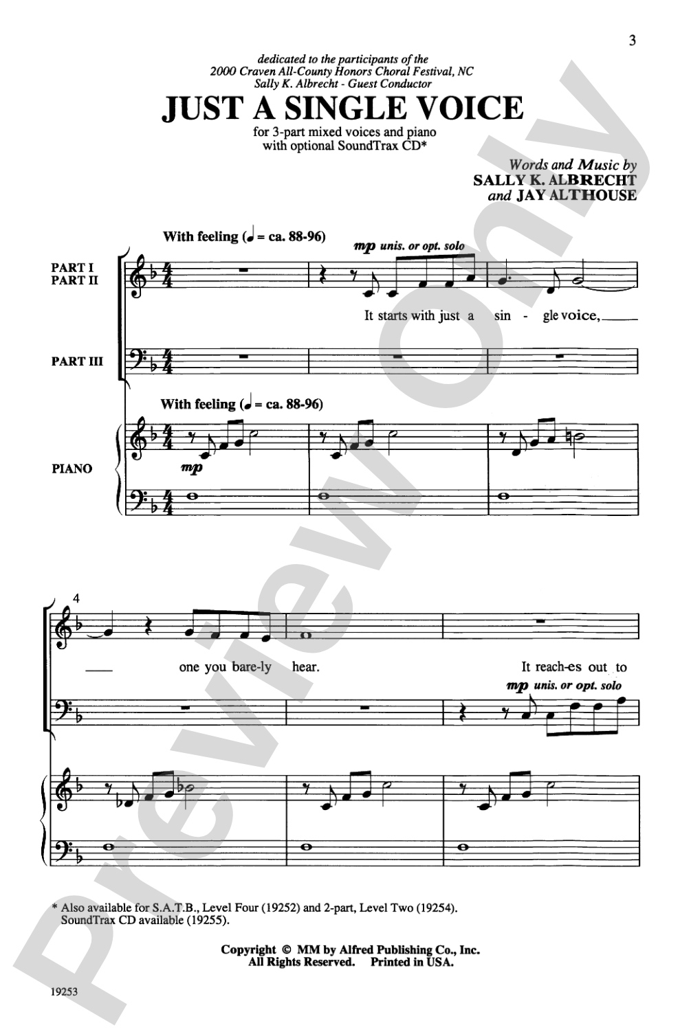 Just a Single Voice: 3-Part Mixed Choral Octavo