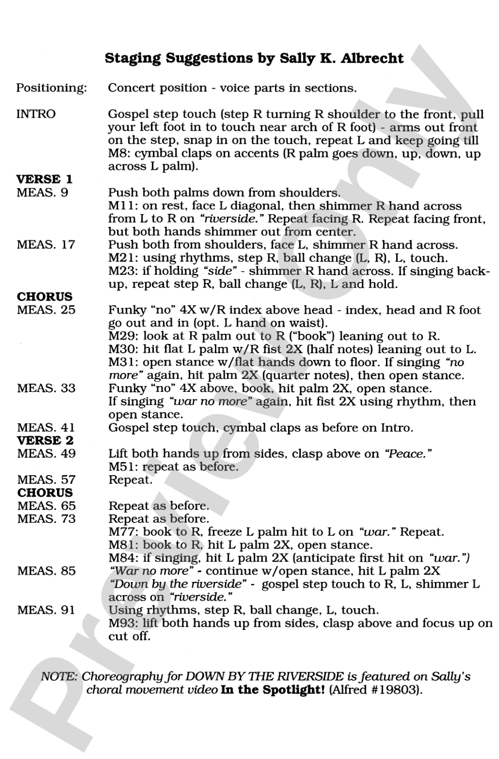 Down by the Riverside: 3-Part Mixed (with Opt. Staging) Choral Octavo