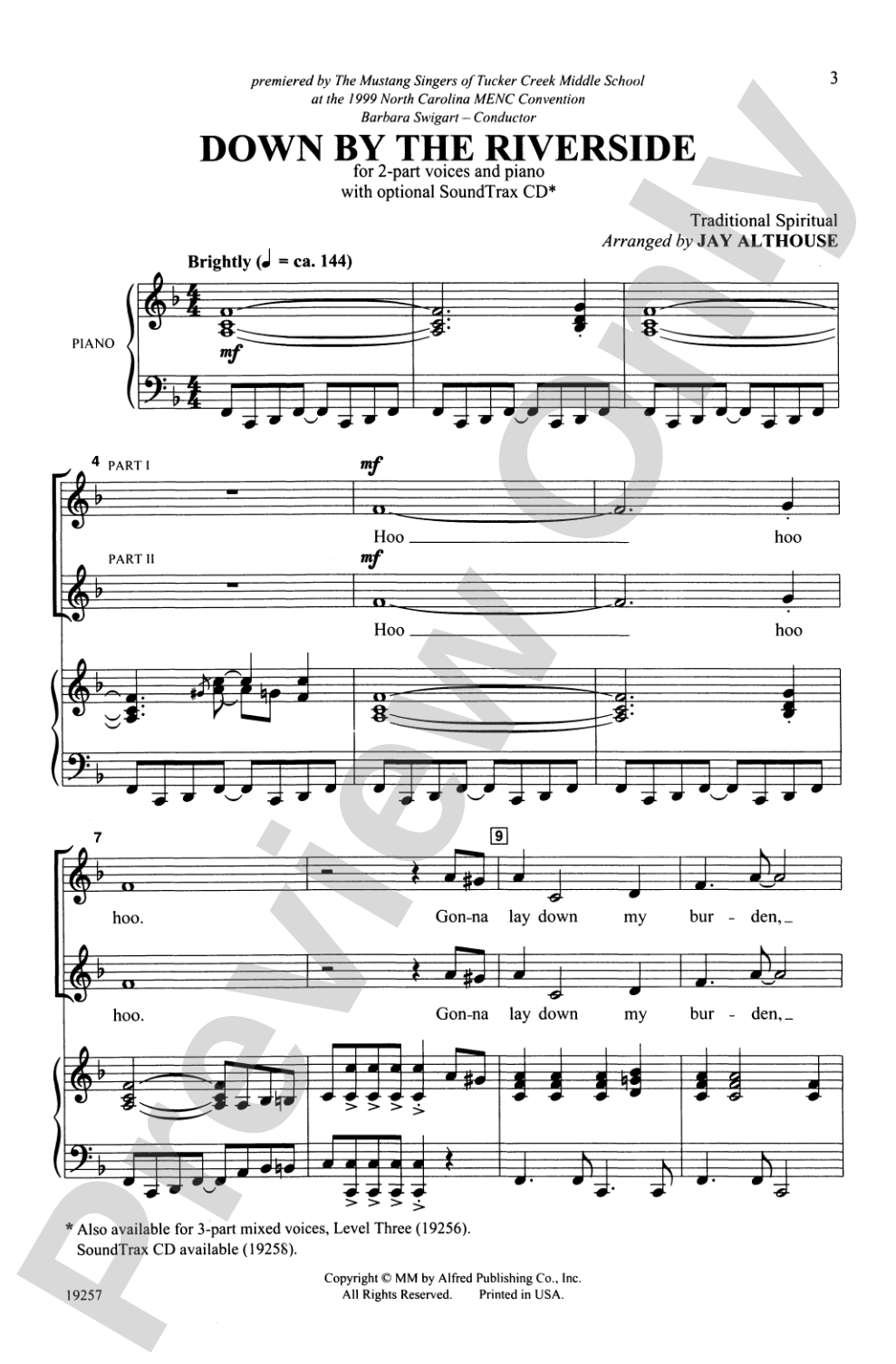 Down by the Riverside: 2-Part (with Opt. Staging) Choral Octavo