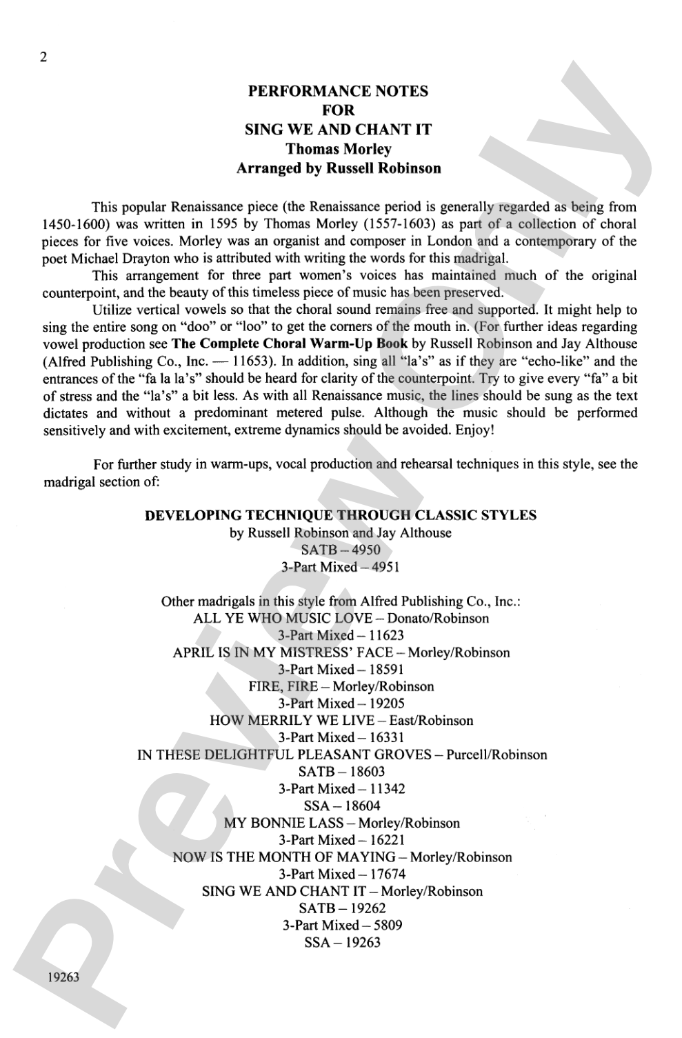 Sing We and Chant It: SSA, <I>a cappella</I> Choral Octavo